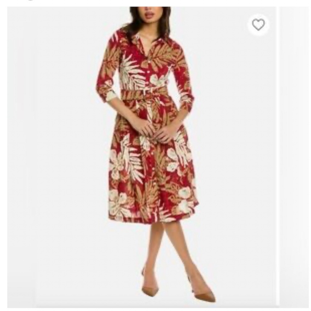 Samantha Sung Audrey Floral Red Midi Dress